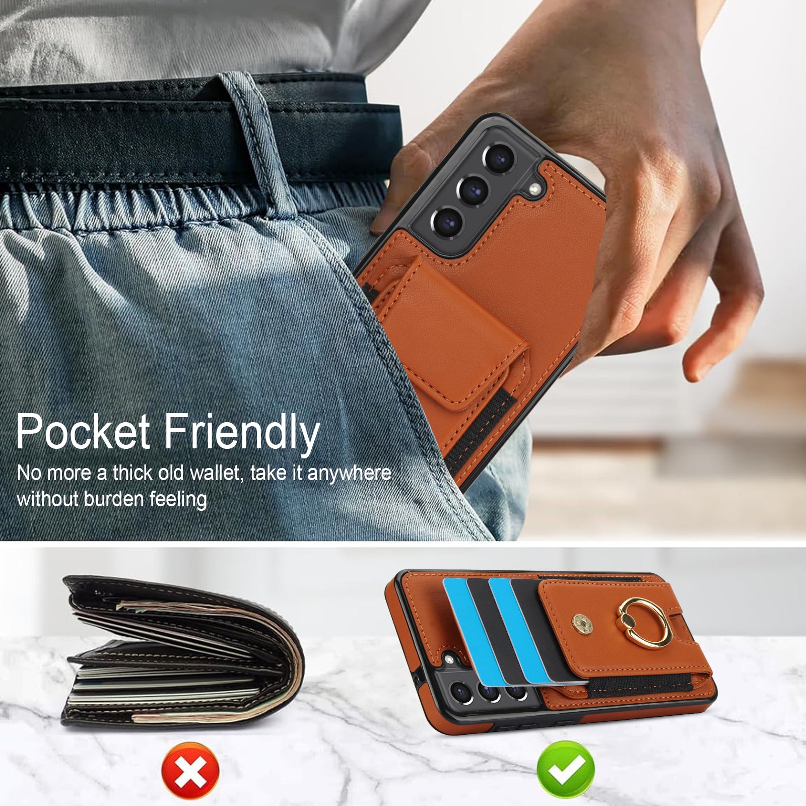 For Samsung Galaxy S23 Kickstand Case PU+TPU Phone Cover with Card Holder For Samsung Galaxy S23 Kickstand Case PU+TPU Phone Cover with Card Holder